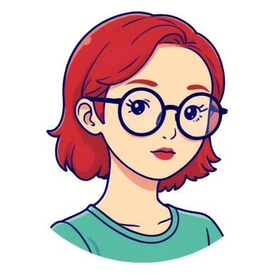 Girl with red hair and round glasses sticker