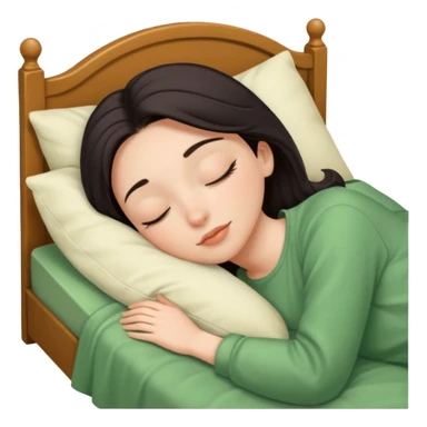single-girl-in-Warm Cream-cozy-green-bed-sleeping-pretty-eyelashes-light-skin sticker