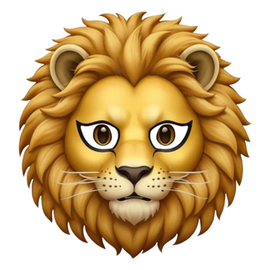 A lion face with a mask to cover his identity sticker