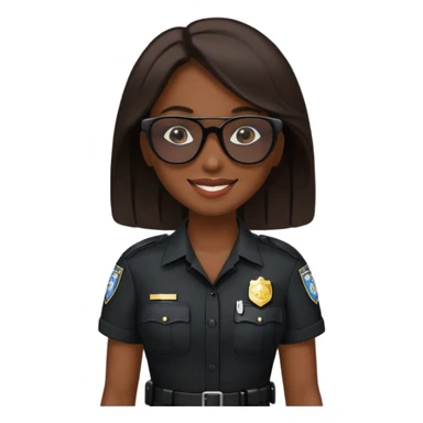 woman police wearing black dress with sun glasses sticker