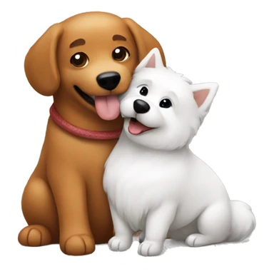 Samoyed hugging a dachshund sticker