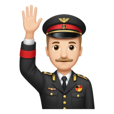 An image about an german with a small square like mustage with flat hair raising his hand in an german uniform with a red band attached to his arm sticker