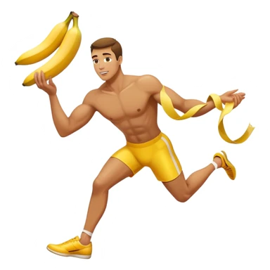 Athlete with prize in hand slipped on banana peel  sticker