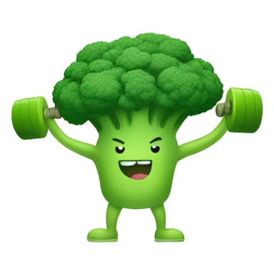 kawaii cute strong broccoli exercising in the gym sticker