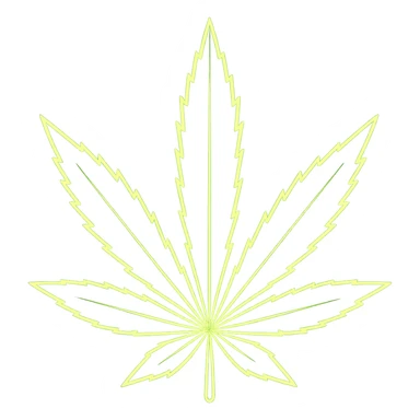 Add a bright glowing outline to the neon green marijuana leaf. Keep the background transparent. The style should maintain the neon green vibrant look with a luminous glowing effect around the leaf edges. sticker