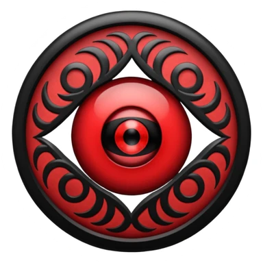 

---

The Mangekyō Sharingan is a deep, glowing crimson eye where the original tomoe disappear and are replaced by a complex black pattern.  sticker