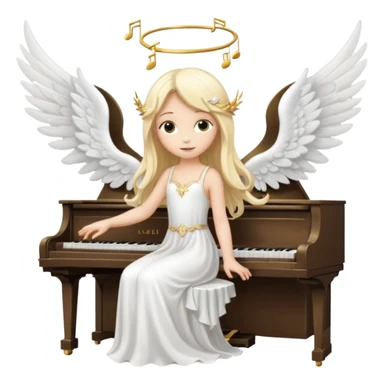 fée vêtue de blanc jouant du piano avec des ailes d'ange sticker
