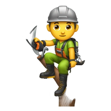 Tree climber with chainsaw sticker