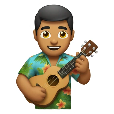 man hawaaian-asian playin ukelele sticker