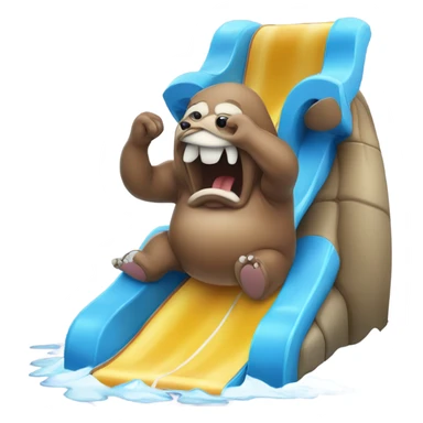 waterslide licking walrus man sticker