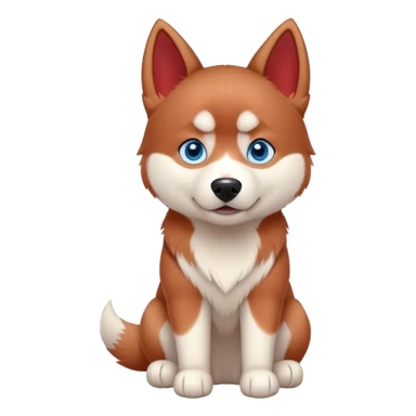 cute, disney-style red siberian husky with blue eyes, full body sitting sticker