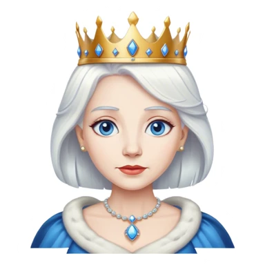 Queen crown , white hair, blue eyes sticker