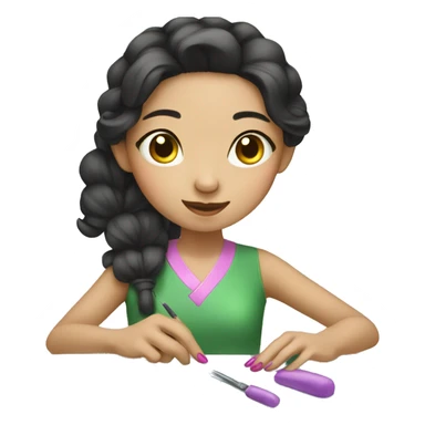 Chineese girl doing nails  sticker