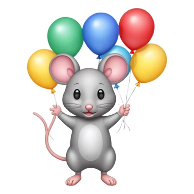mouse holding balloons sticker