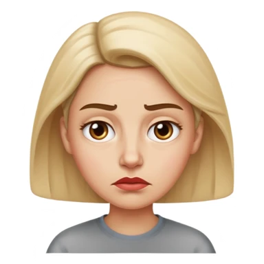 character with furrowed brows, slightly pursed lips, resigned expression, stress about the future but willingness to adapt, Apple iMessage emoji style sticker