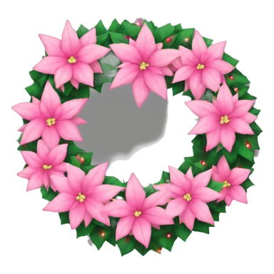 Pink Christmas wreath with light pink poinsettias sticker