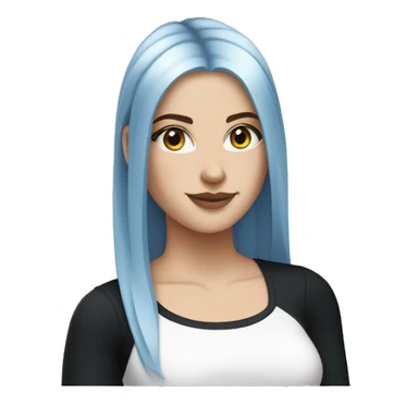 white girl with long straight dark blue hair wearing black crop top sticker