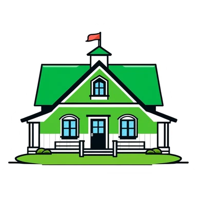 White clubhouse on lawn sticker