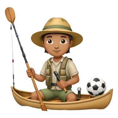 Pescador en una canoa e un pelota sticker