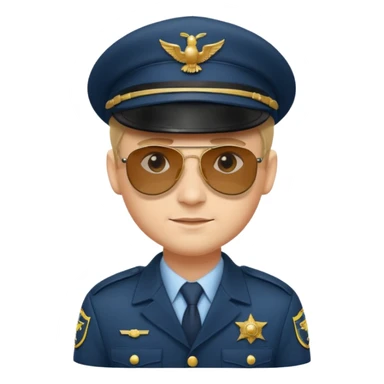 Officer with peaked cap + aviator sticker