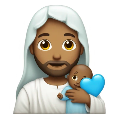 Jesus holding a baby blue heart  sticker