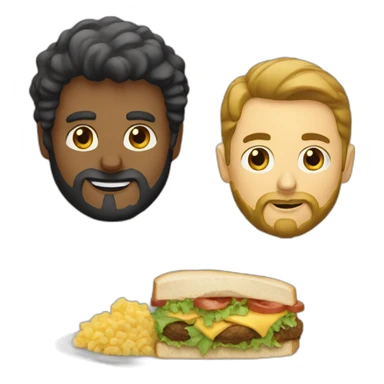 Two man with beard eat lunch sticker