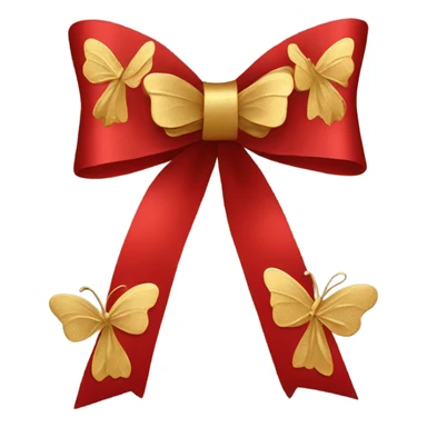 Red bow with gold butterflies sticker