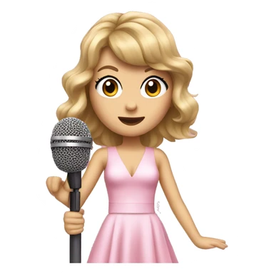 taylor swift with microphone dressed in pink sticker