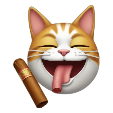 cat smoking a cigar with a grin sticker