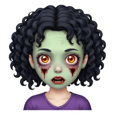 girl zombie with curly black hair  sticker