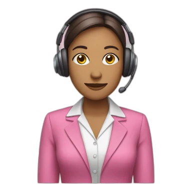 woman Employee with headphone and microphone who is wearing pink office clothes sticker