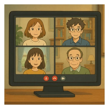 virtual zoom meeting video conference on a computer screen sticker