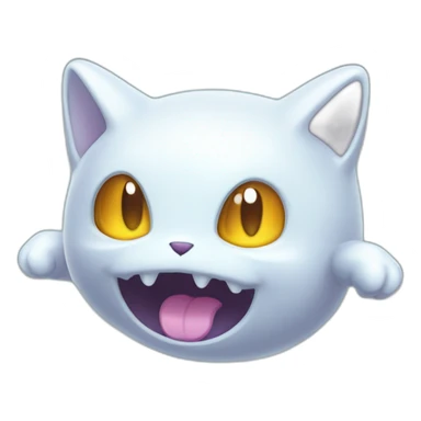 spooky cartoon ghost kitty like pokemon floating in the air sticker