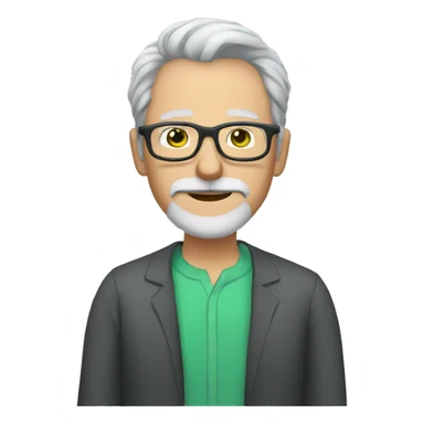 Mature man with gray hair and beard and glasses green eyes sticker