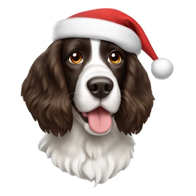 Springer spaniel with Santa hat sticker