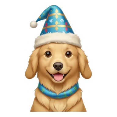 Dog in new yaer hat wrapped paper new yaer  sticker