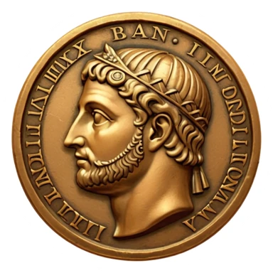 An emoji of an ancient Roman coin with an emperor's profile. sticker