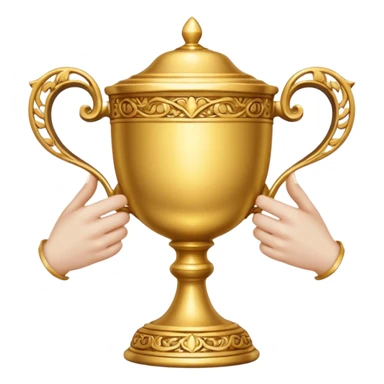four hands hold a golden cup sticker