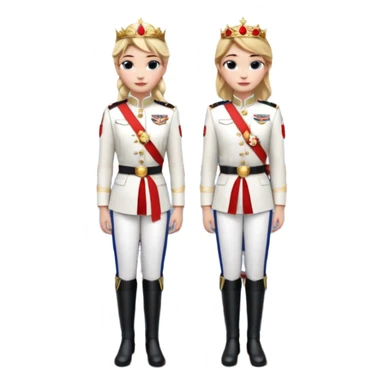 Elsa and Anna arendelle from disney frozen movie are same wearing gold tiara white military tunic arm badge shoulder cord medal red sash blue belt black trouser with both side red stripe white overknee boots and they both has visited in Mumbai's bandra worli sea link bridge sticker