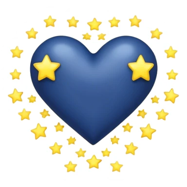 Dark blue heart with light yellow stars around  sticker