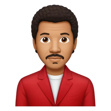 Lionel Richie with dark brown hair, red outfit sticker