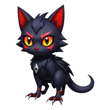Vampiric feral futuristic gothic emo dark Litten-Noibat-Fakémon-hybrid-creature (full body) sticker