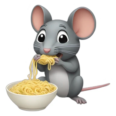 rat eats noodles sticker