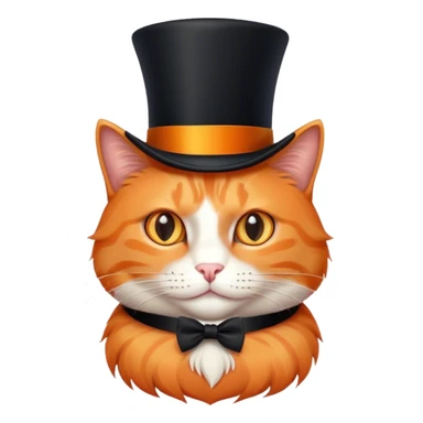 elegant orange cat with top hat black sticker