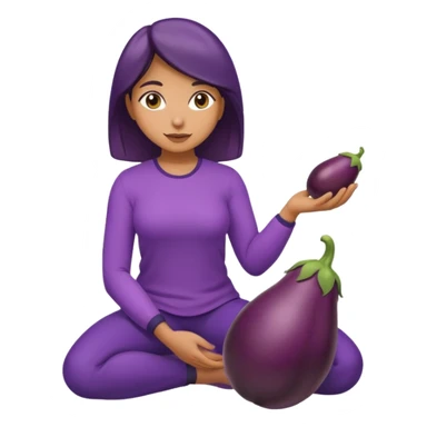 Mulher ajoelhada,com uma berinjela na mão,só uma berinjela sticker