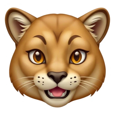 Cinematic Comical Cougar Portrait Emoji, Head tilted dramatically with an exaggeratedly amused expression, featuring a striking tawny Fur with bold dark accents and wide, expressive amber eyes filled with playful disbelief, Simplified yet hilariously expressive features, highly detailed, glowing with a slightly sassy glow, high shine, dramatic yet playful, stylized with an air of cheeky wilderness mischief, bright and endearing, soft glowing outline, capturing the essence of a spirited and over-the-top cougar, so meme-worthy it feels like it could pounce its way into internet fame instantly! sticker