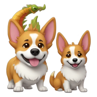 Corgi and dragon sticker