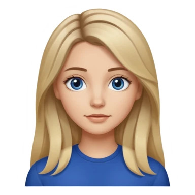 white girl long light brunette / blonder hair girl with darker roots in her hair middle part and dark blue eyes that's not really tan but not pale sticker