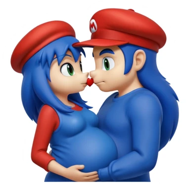 pregnant sonic kissing mario sticker