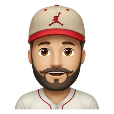 bearded guy wearing a Jordan baseball cap, emoji style, winking sticker
